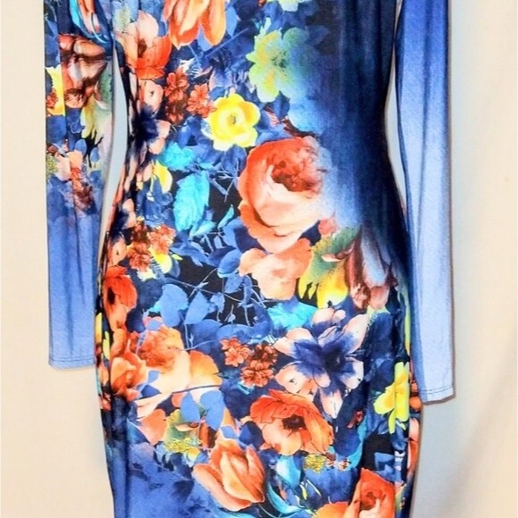 Floral Sweet Blue Bodycon Dress 4X - Picture 5 of 5
